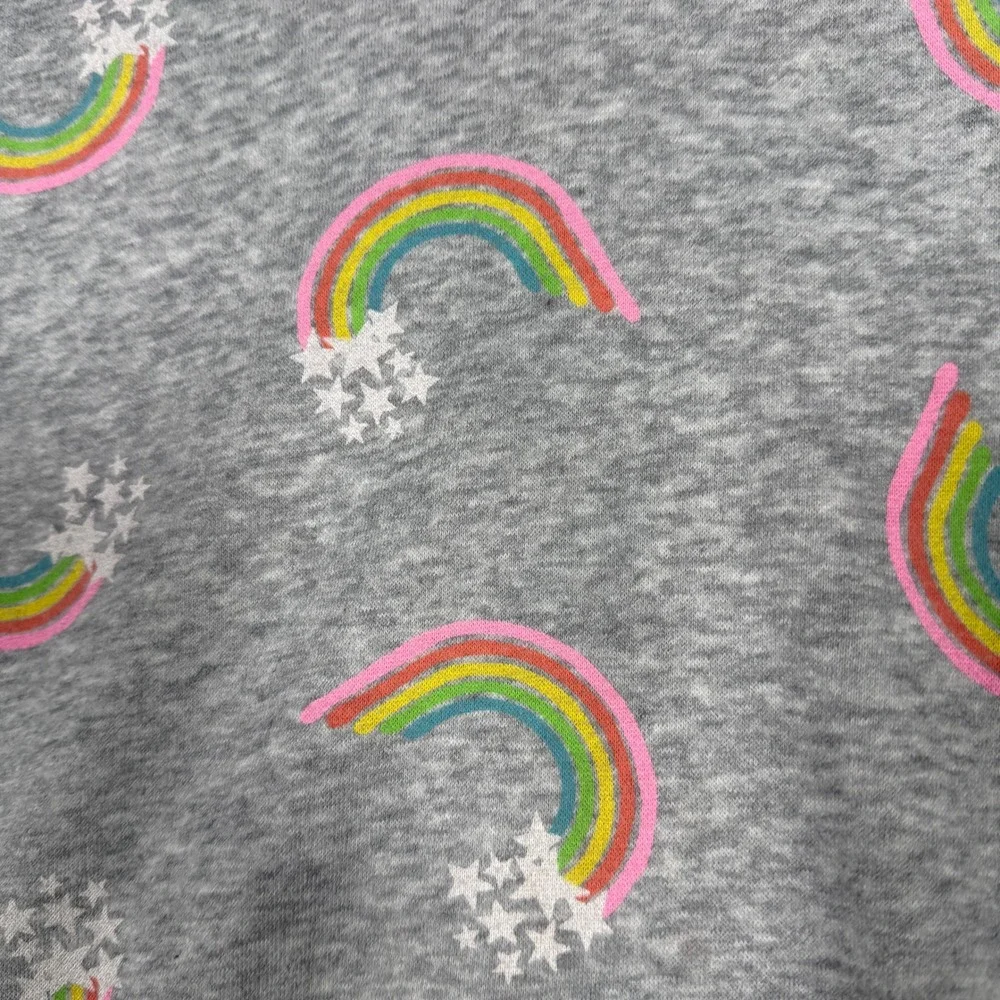 Falls Creek Girls Rainbow Star Print Hoodie Gray Pink L 10/12 Sweatshirt